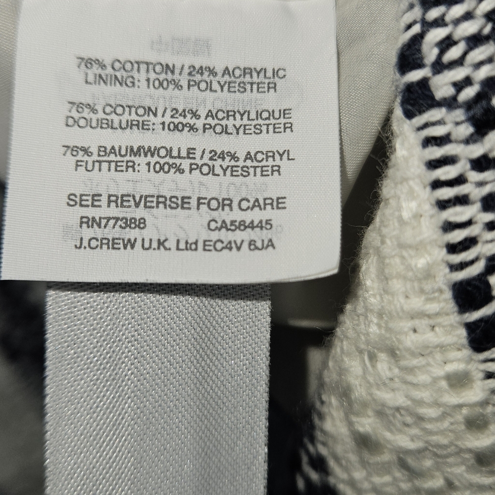 NWOT J Crew white blue tweed striped sheath dress Womens 12 - Picture 5 of 6